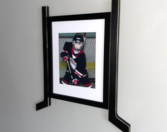 Hockey Stick Matted Photo Frame: Personalize by Team Signing the Mat, Hockey Coach Gift, Hockey Wall Decor, 8x10 Photo, Black