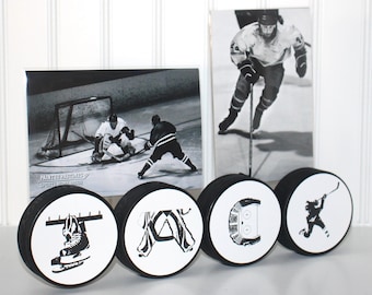 Hockey Name Puck Photo Display