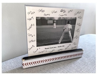 Personalized Baseball Coach Photo Display: Team Gift, Frame, Baseball Laces