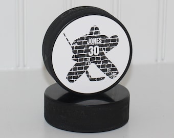 NAME & NUMBER - Brick Goalie - Puck Sign