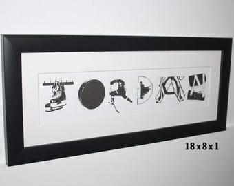 Hockey Letters Custom Name Frame