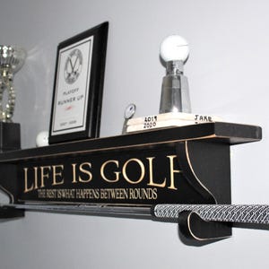 Distressed Golf Trophy Shelf: Mancave Golf Room Decor