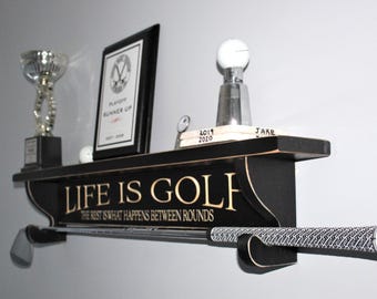 Golf Shelf w/ Curved Brackets to hold Club