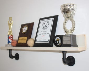 Sports Shelf with Industrial Pipes