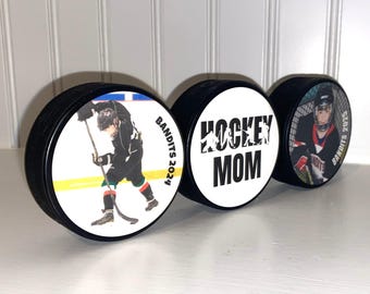 Hockey Mom Puck Photo Display