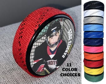 Hockey Photo Puck with Hockey Laces