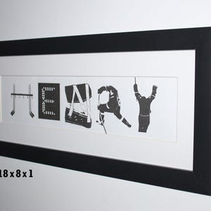 Personalized Hockey Name Sign: Custom Framed Art, Hockey Gift