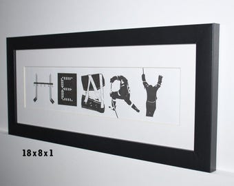 Hockey Letters Custom Name Frame