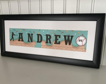 Baseball Ice Cream Drip Name Frame