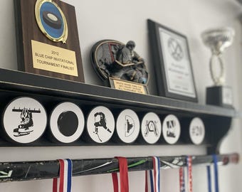 Custom Hockey Name Puck Display Shelf