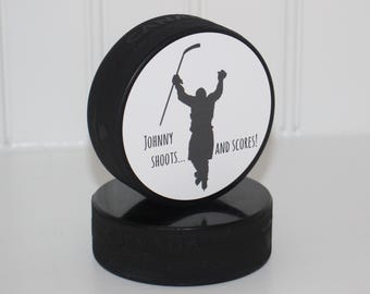 NAME - Shoots and Scores!  - Puck Sign