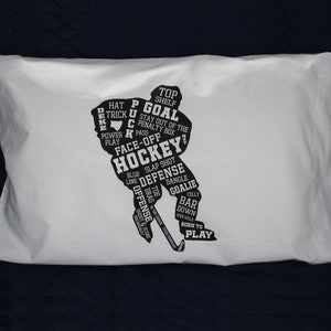 Hockey Pillowcase,Hockey Gift,Hockey Tournament,Goodie Bags,Swag Bag,Hockey Bedding,Hockey Bedroom,Hockey Gift Idea,Hockey Sheets,Room Decor image 1