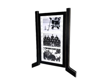 Hockey Stick Matted Photo Frame: Triple 5x7, Personalize by Team Signing the Mat, Hockey Coach Gift, Hockey Wall Decor, Black