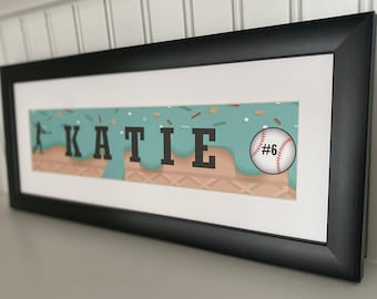 Softball Ice Cream Drip Name Frame