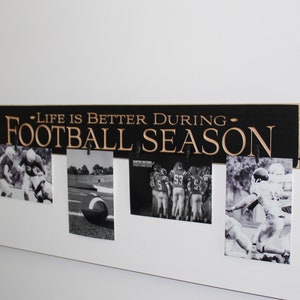 Distressed Wood Football Photo Display - Sports Decor