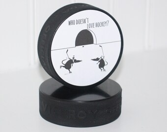 Mice Playing Hockey  - Puck Sign