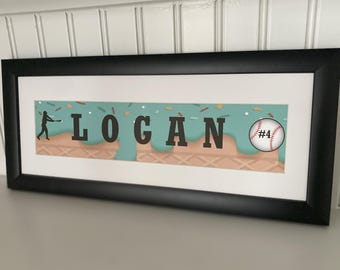Baseball Ice Cream Drip Name Frame