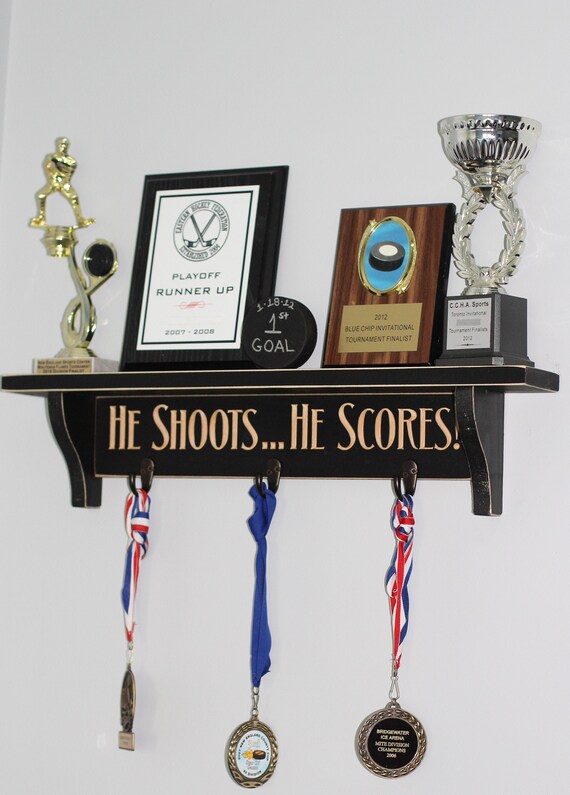 Hockey Trophy Shelf,hockey Stick Shelf,hockey Wall Decor,hockey