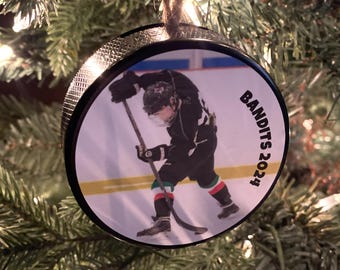 Hockey Puck Custom Photo Ornament