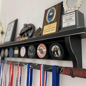Hockey Puck Display Shelf, Hockey Stick, Hockey Player Gift, Hockey Wall Decor, Hockey Room Decor, Trophy Shelf, Cool Hockey Gift, Mom, Dad