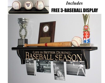 Baseball Shelf w/ Photo Clips