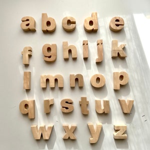 Letras inglesas magnéticas de madera, alfabeto magnético de madera en minúsculas, imanes de letras, letras magnéticas, letras de madera para guardería