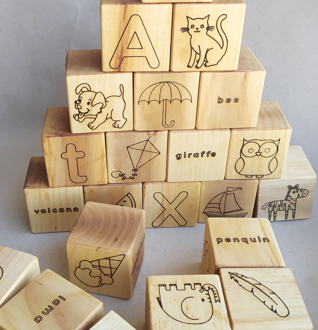 Wooden Letters Blocks Wooden Block Letters Animal ABC Wooden Etsy