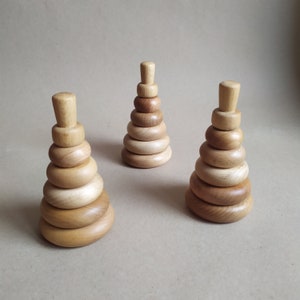 Ring wooden Montessori pyramid, Stacking toy, Wooden stacker Ring, Waldorf toy Educational toy Montessori Toy Stacking Toy