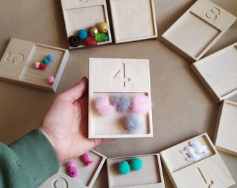 Träskivor för siffror, räknebrickor 1–10, Montessori-matteleksak, förskolelärande, övning i sifferskrivning