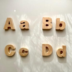 Letras magnéticas de madera mayúsculas y minúsculas, alfabeto magnético, alfabeto inglés, imanes de alfabeto de madera, juguete magnético de madera