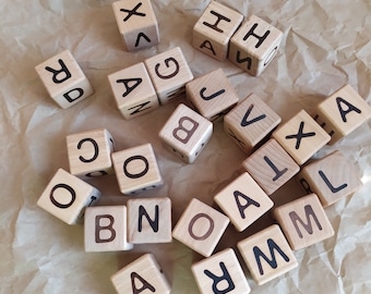 24 Wooden Letter blocks, Wooden letters, Wooden blocks, toy blocks, wooden alphabet blocks, wood cubes with letter for kids