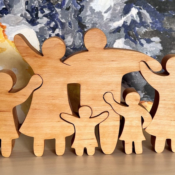 Family of 6 Wooden Family Puzzle decor,Valentines Day, Gift to parents Family keepsake gifts Family 6 person puzzle, Mother's day gift