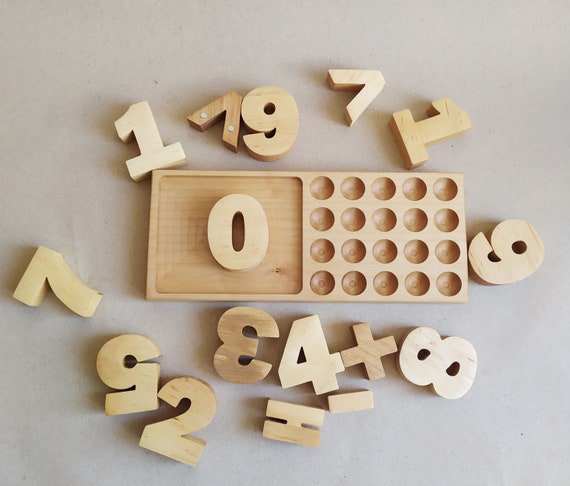 Waldorf Toys - Wooden Number Tray