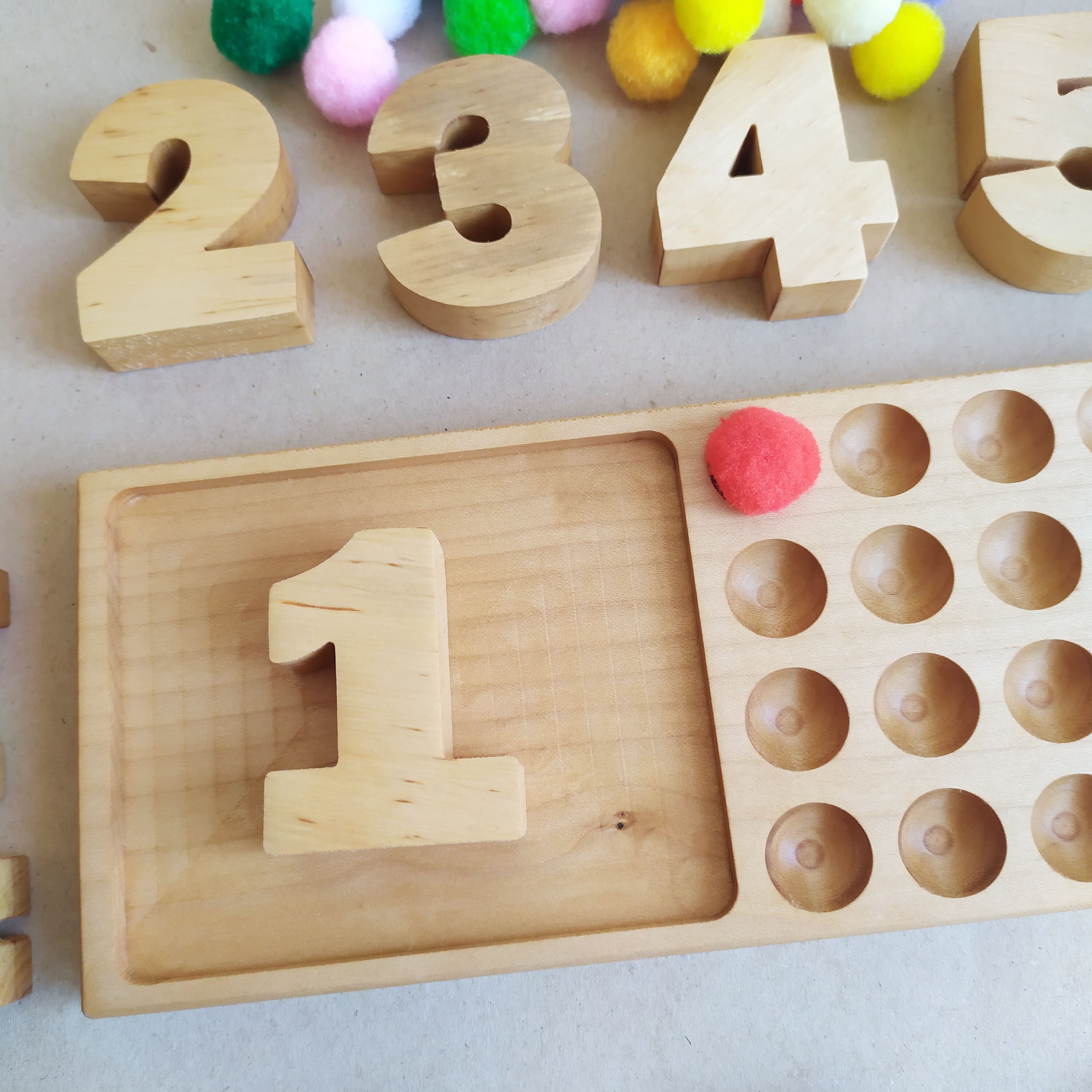 Wooden Number Board, Math Number Wooden Trays, Montessori Counting ...