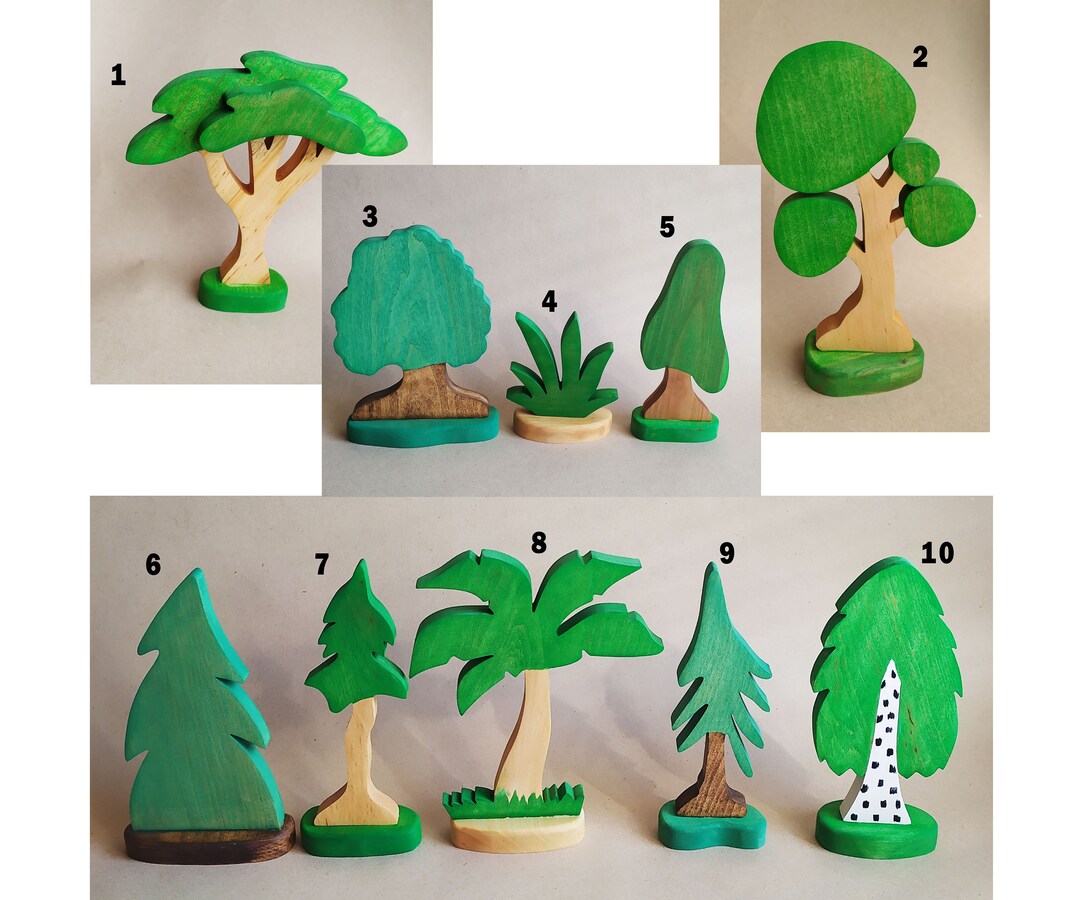 Large Wooden Tree Figurine- Maple, Palm, Wood, Wood Christmas Tree ...