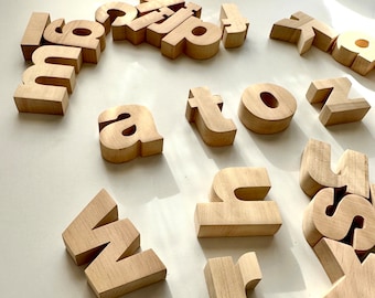 Letras magnéticas de madera, alfabeto magnético de madera en minúsculas, imanes de letras, letras magnéticas, letras de madera para guardería