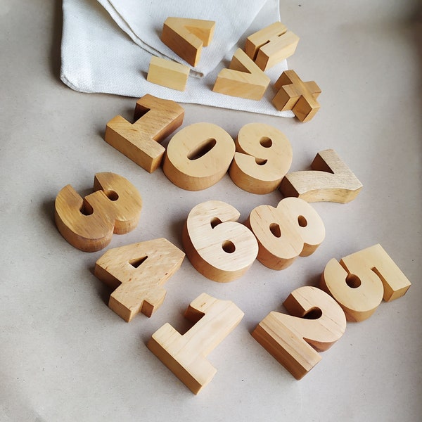16 pcs Magnetic Wooden Numbers and math signs, Learning toy Mathematic, Magnet Numbers, wooden counting set, large wooden number, homeschool