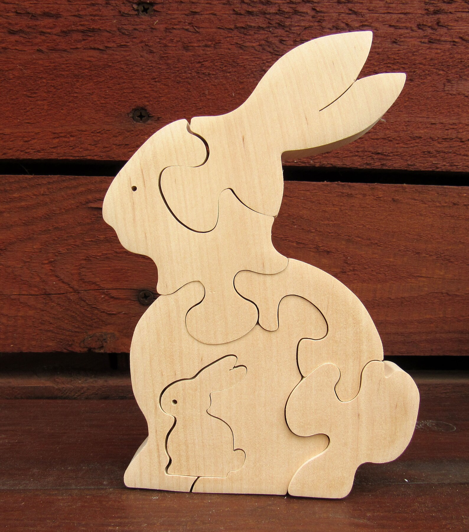 Easter Bunny Puzzle of Solid Wood Wooden 3D Puzzle Rabbit Etsy