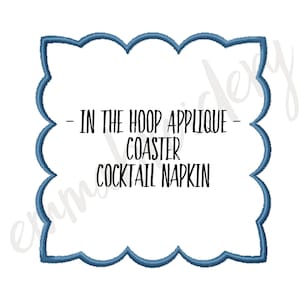 Scalloped Edge - In The Hoop ITH Cocktail Napkin Coaster | 5" | Machine Embroidery Design | 8 File Format PES JEF