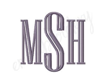 7 Sizes Engraved Monogram Machine Embroidery Font - 1" 1.5" 2" 2.5" 3" 3.5" 4" - 8 File Formats PES JEF DST - Satin Stitch Instant Download