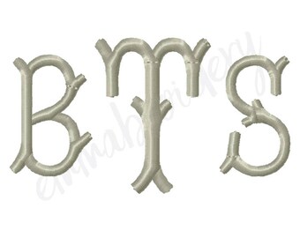 5 Sizes Branches Monogram Machine Embroidery Font - 1" 1.5" 2" 2.5" 3" - 8 File Formats PES JEF DST - Satin Stitch Instant Download