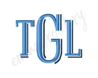 7 Sizes - Sloan Shadow Monogram Font - Block Letters Machine Embroidery Font - Satin Stitch Instant Download - 8 File Formats PES DST JEF
