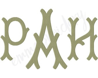 4 Sizes Large Branches Monogram Machine Embroidery Font - 5" 6" 7" 8" - 8 File Formats PES JEF DST - Fill Stitch Instant Download