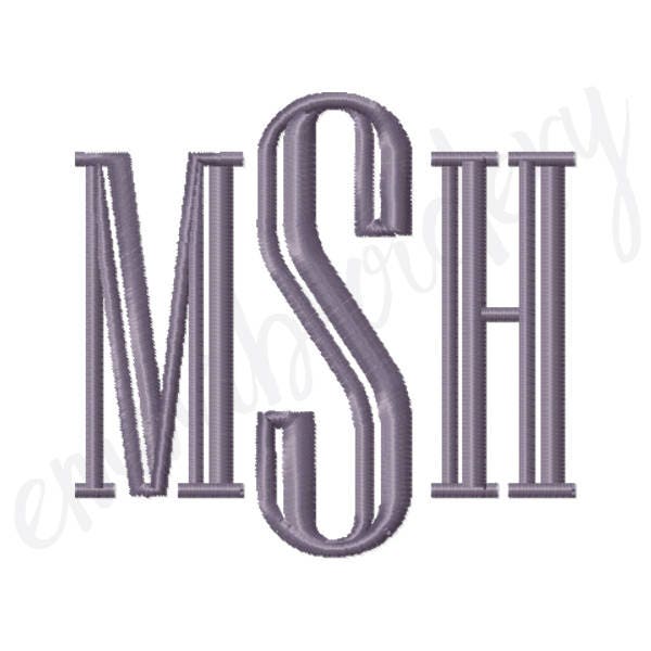7 Sizes Engraved Monogram Machine Embroidery Font - 1" 1.5" 2" 2.5" 3" 3.5" 4" - 8 File Formats PES JEF DST - Satin Stitch Instant Download