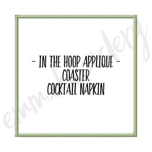 Square - In The Hoop ITH Cocktail Napkin Coaster | 5&quot; | Machine Embroidery Design | 8 File Format PES JEF