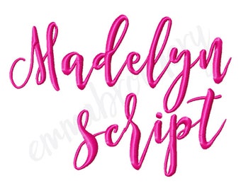 Madelyn Script 1&quot; 2&quot; 3&quot; 4&quot; - Calligraphy Machine Embroidery Font - Instant Download - 8 File Formats - Numbers Included - PES DST JEF