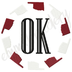 5 Sizes Oklahoma Shape State Monogram Frame - OkState OSU - Machine Embroidery Design - Instant Download - 8 Formats PES JEF
