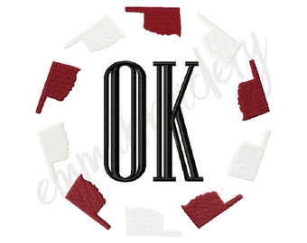 5 Sizes Oklahoma Shape State Monogram Frame - OkState OSU - Machine Embroidery Design - Instant Download - 8 Formats PES JEF
