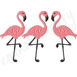Flamingo de 3 tamanhos - Design trio e único - 3 tamanhos 4" 5" 6" - Design de bordado à máquina - Download instantâneo - 8 formatos de arquivo - PES DST JEF