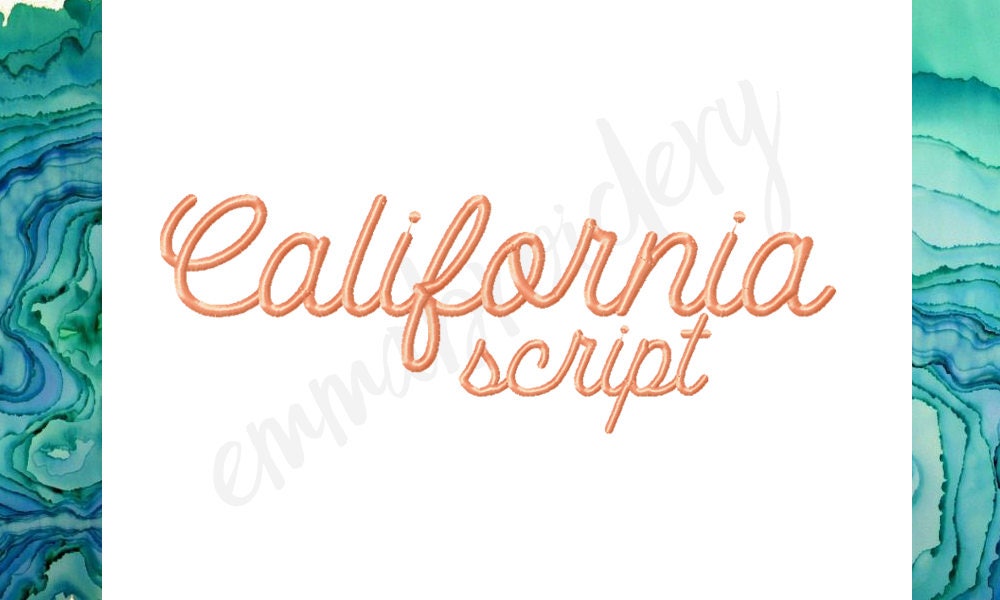 California Script 1" 2" 3" 4" - Script Machine Embroidery Font - Instant Download - 8 File Formats - Numbers Included - PES DST JEF